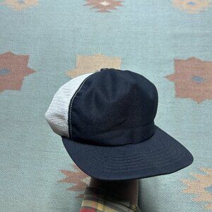 Vintage 80s trucker hat mesh cap new era 2 tone blank black white made in USA
